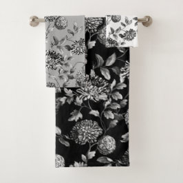 Vintage moderno blanco negro Toile floral botánico