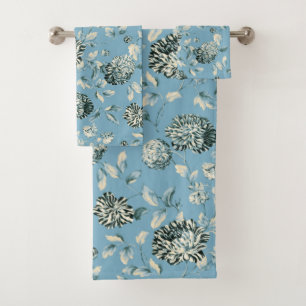 Vintage moderno Toile floral del Tansy azul de