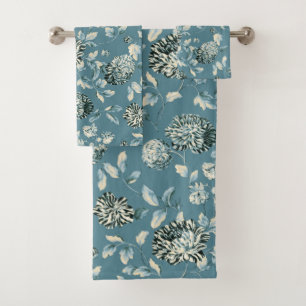 Vintage moderno Toile floral del Tansy azul verde