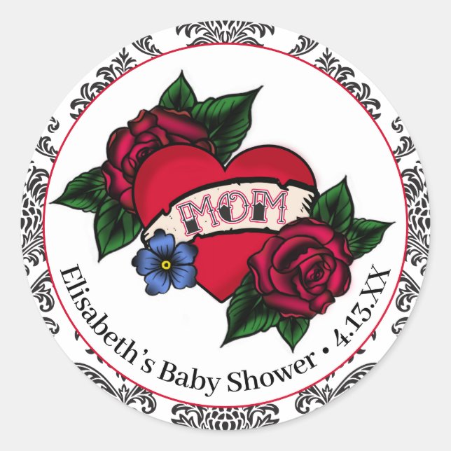 Vintage Mom Tattoo Favor Pegatina (Anverso)