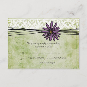 Vintage Morado y Green Daisy Wedding RSVP