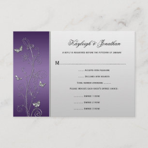 Vintage Morple Silver Floral Butterflies RSVP