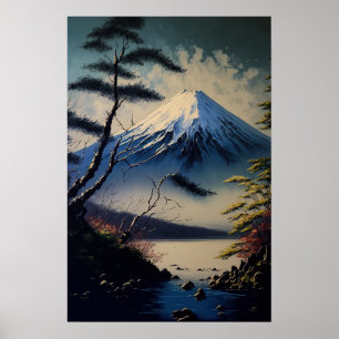 Vintage Mt. Fuji Poster de arte japonés
