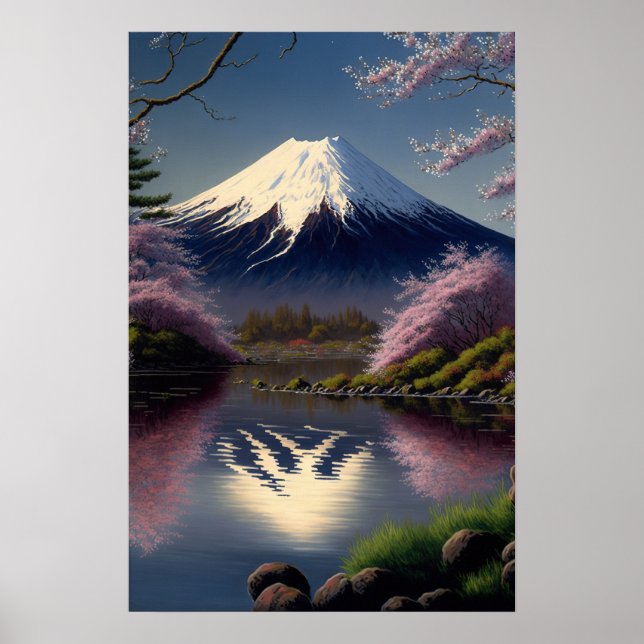 Vintage Mt. Fuji Poster de arte japonés (Frente)