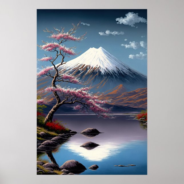 Vintage Mt. Fuji Poster de arte japonés (Frente)