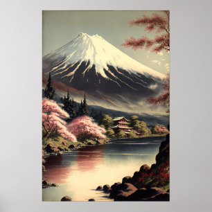 Vintage Mt. Fuji Poster de arte japonés
