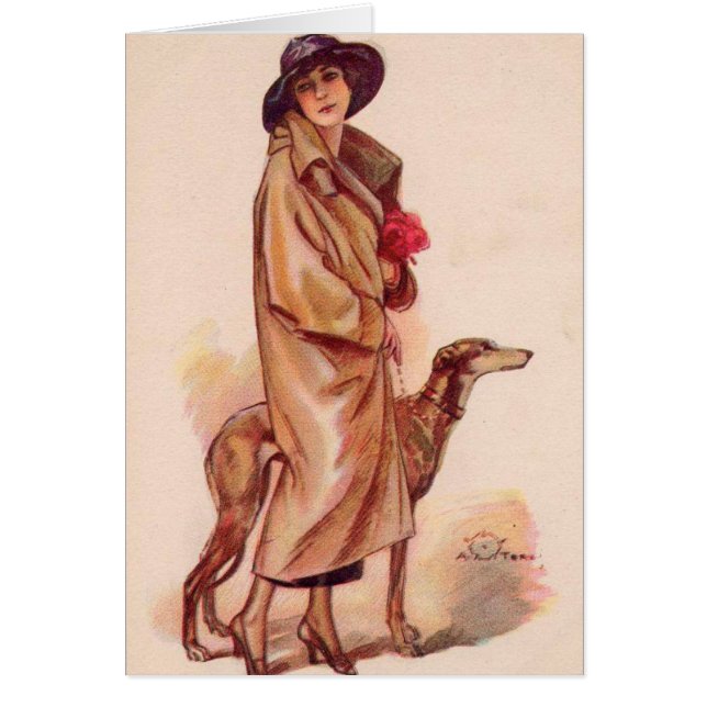 Vintage - Mujer elegante con Greyhound, (Frente)