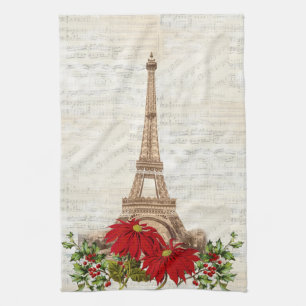 Vintage Music Paris Navidades Cocina Toalla