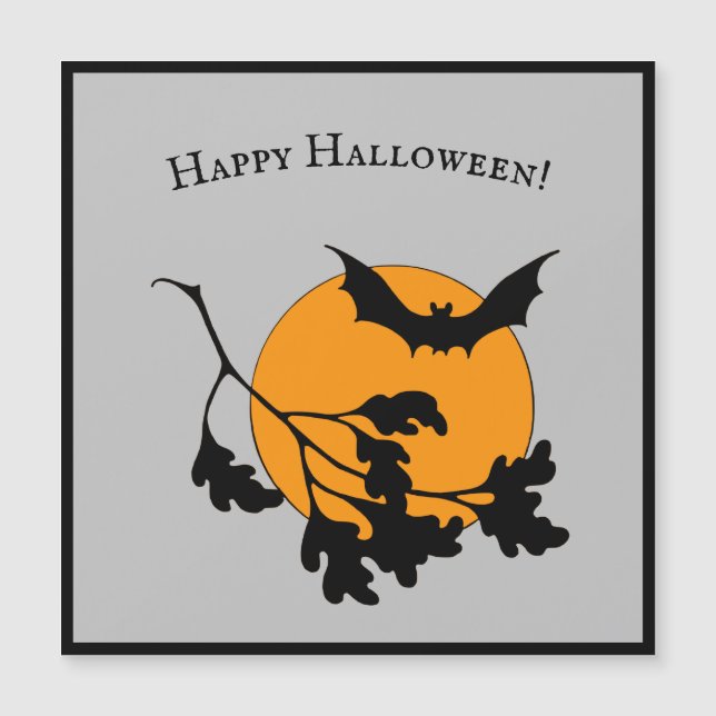 Vintage Naranja de Halloween Moon Flying Bats (Anverso)