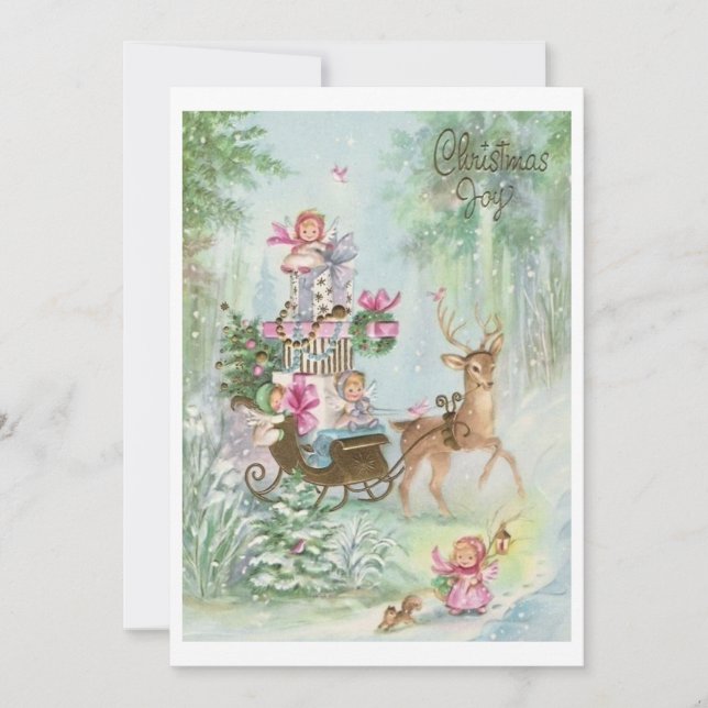 Vintage Navidad Angels En Sleigh (Anverso)