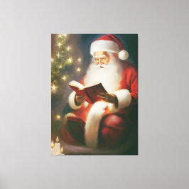 Vintage navidad arte leyendo Santa