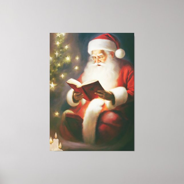 Vintage navidad arte leyendo Santa (Anverso)