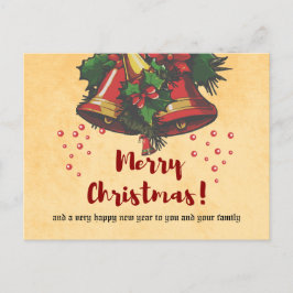 Vintage Navidad Bells y Holly Greetings