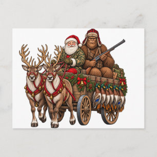 Vintage Navidad Caza Santa Bigfoot Pato