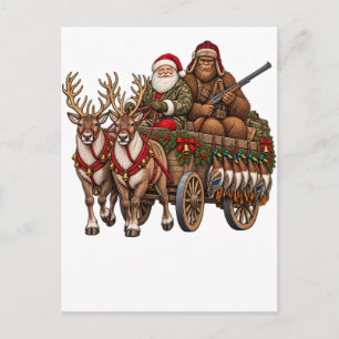 Vintage Navidad Cazando Santa Bigfoot Pato