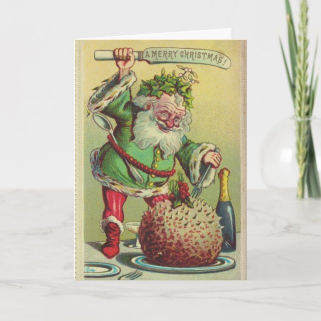 Vintage Navidad Elf y Navidades Pudding, (Anverso)