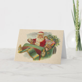 Vintage navidad en un clásico auto antiguo