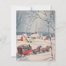 Vintage Navidad Gente Montada En Un Carrito De Cab