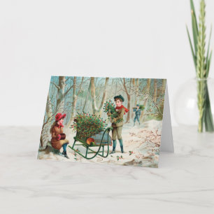 Vintage Navidad Greetings Holly