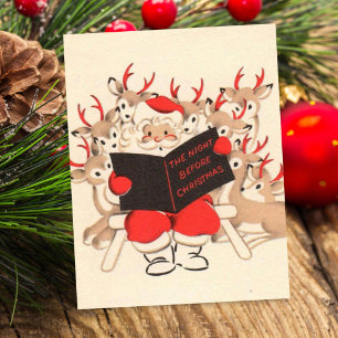 Vintage navidad leyendo a renos