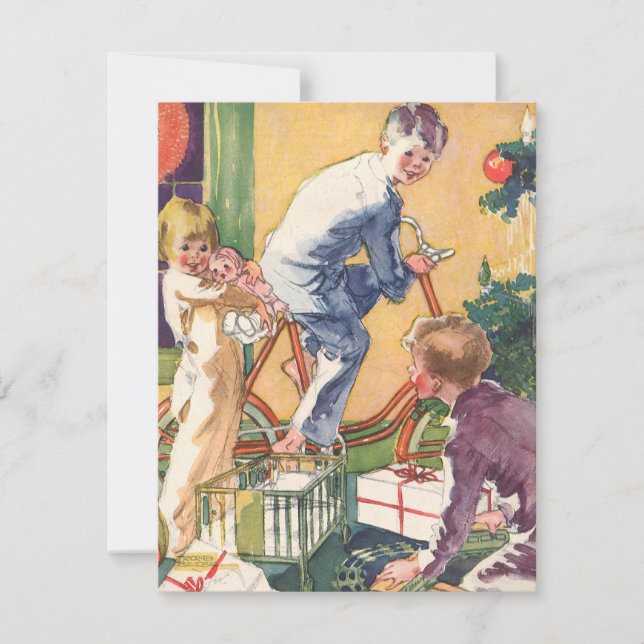Vintage Navidad Morning, niños con regalos (Anverso)