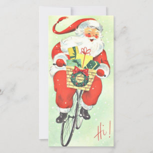 Vintage Navidad Papá Noel en bicicleta