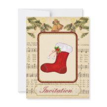 Vintage Navidad Party Invitación con Navidades