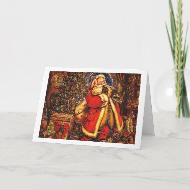 Vintage Navidad Santa Claus feliz regalo de vacaci (Anverso)