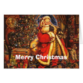 Vintage Navidad Santa Claus feliz regalo de vacaci