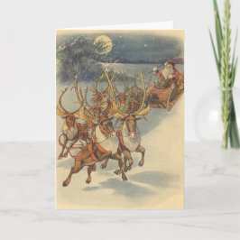 Vintage Navidad Santa Claus Sleigh con renos