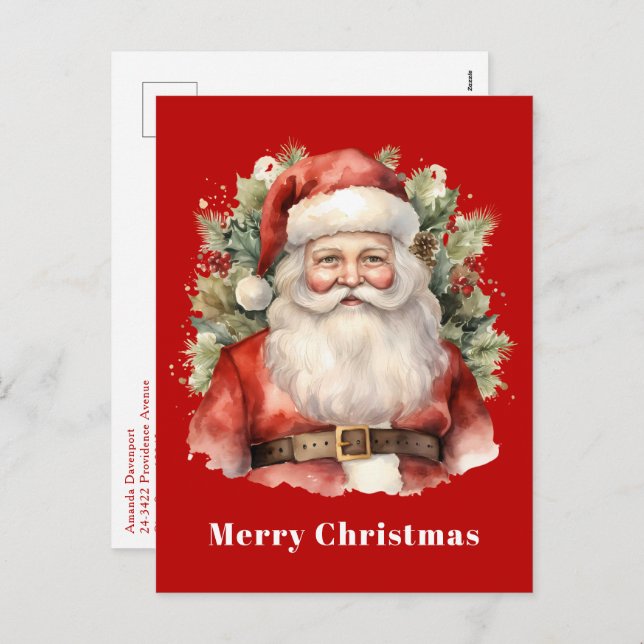 Vintage Navidad Santa Claus Sonriendo (Anverso / Reverso)