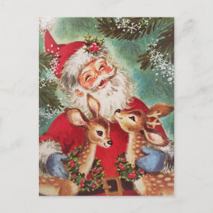 Vintage Navidad Santa con reno