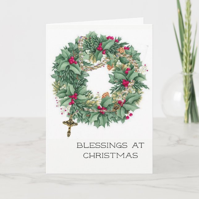 Vintage Navidad Wreath con Rosario (Anverso)