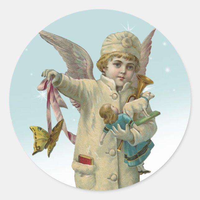 Vintage Navidades victorianos Pegatinas Angel Chic (Anverso)