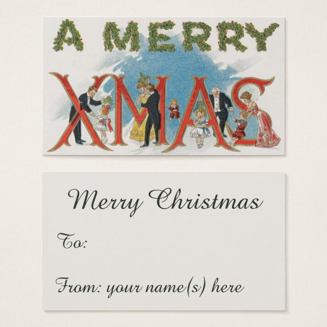 Vintage Navidades victorianos, un Fiesta de Feliz  (Anverso y reverso)