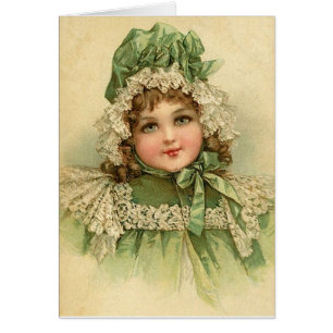 Vintage - Niña pequeña en verde,
