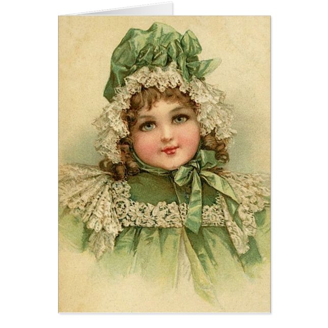 Vintage - Niña pequeña en verde, (Frente)