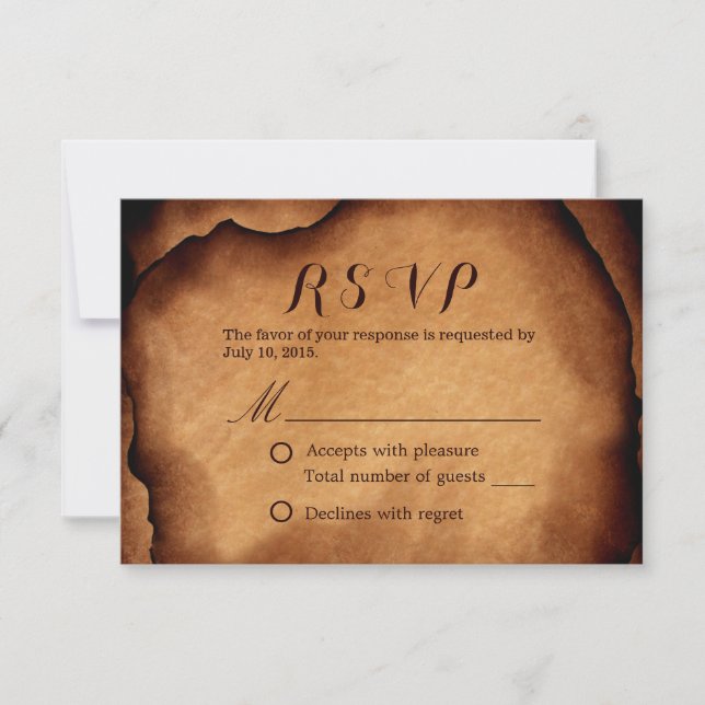 Vintage Old Bured Paper Wedding RSVP (Anverso)