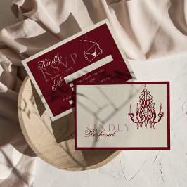 Vintage Old Money Dark Red Hand drawn Wedding RSVP