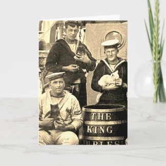 Vintage Old Photo 3 Sailors Holding Cats