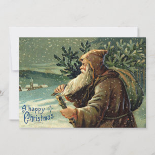 Vintage Old World Santa Claus y Árbol de Navidad
