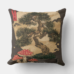 Vintage Oriental Bonsai Tree Cojín decorativo