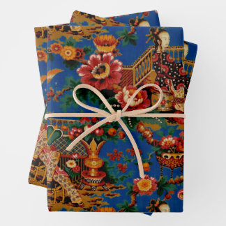 Vintage Oriental Chinoiserie Hoe de papel de envol