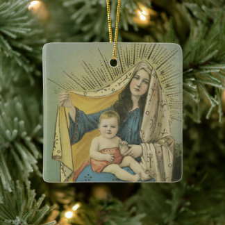 Vintage Ornamento religioso de Navidad con deseos