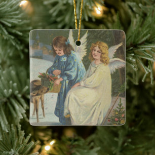 Vintage Ornamento religioso de Navidad con deseos