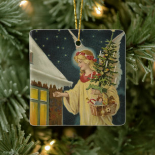 Vintage Ornamento religioso de Navidad con deseos