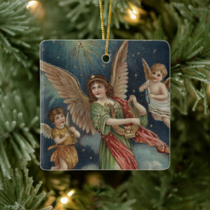 Vintage Ornamento religioso de Navidad con deseos