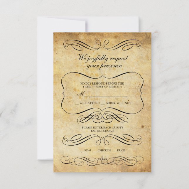 Vintage Ornate Wedding RSVP (Anverso)