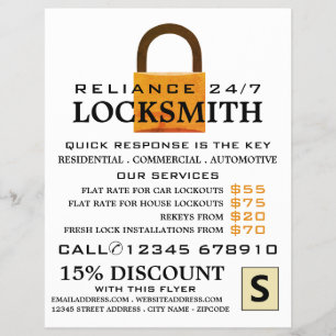 Vintage Padlock, volante publicitario de locksmith