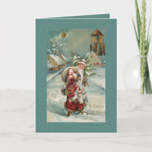 Vintage padre del viejo mundo Navidad en la nieve